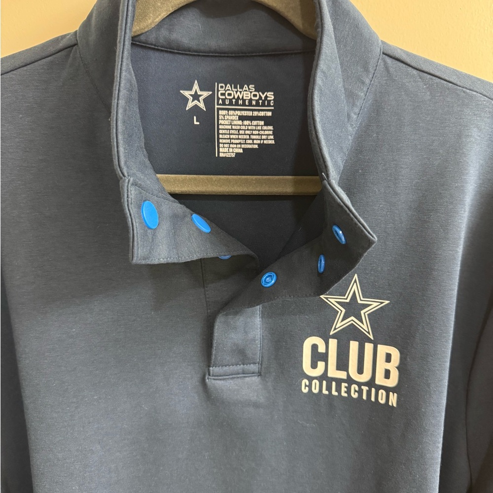 Dallas Cowboys NFL Club Collection Pullover High Collar Snap Button Size L - Picture 4 of 14